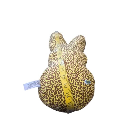 Peeps Brown Yellow Pink Leopard Print EMO Rock Bunny Plush Stuffed Animal 15" - Picture 5 of 6